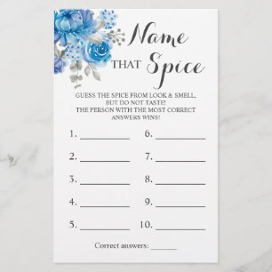 Name that Spice Blue Flower Game Card