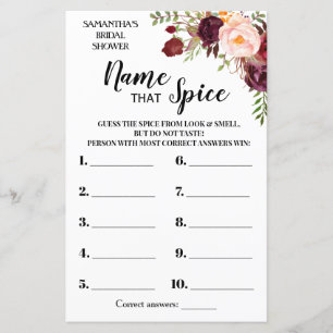 Name that Spice bridal shower english spanish game