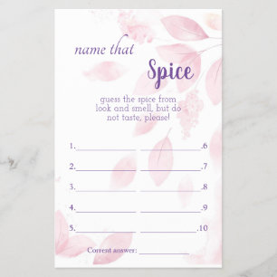 Name that Spice Bridal Shower Game Card