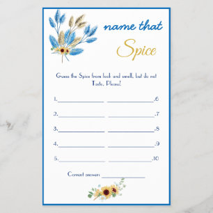 Name that Spice Bridal Shower Game Card Flyer