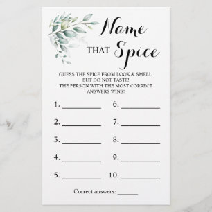 Name that Spice Greenery Eucalyptus Game Card