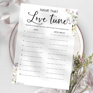 Name That Tune Wildflower Bridal Shower Game Invitation