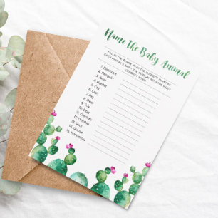 Name the Baby Animal Baby Shower Game Card