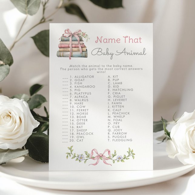 Name the baby Animal Storybook Baby Shower game (Creator Uploaded)