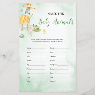Name the baby animals baby shower game farm