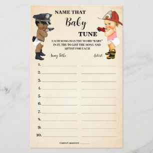Name the Tune Little Recruit Baby Shower Game Card