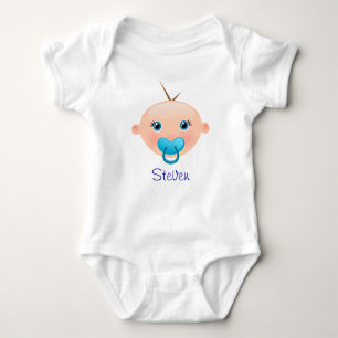 "Name This!" Baby Face Blue - Baby Bodysuit