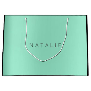 Name Tiffany Aqua Mint Blush Pearly Minimal Gift Large Gift Bag
