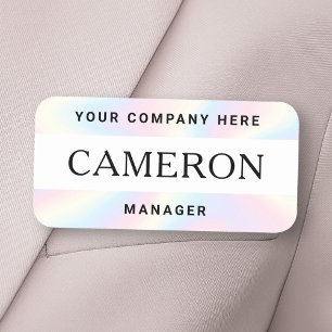 Name, title and company name pastel rainbow name tag