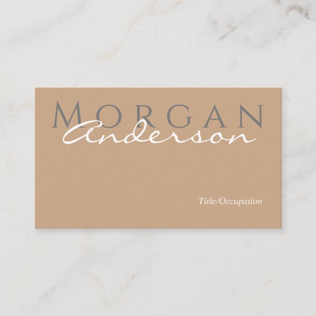 Name Title & Contact Info, QR code, Tan Grey White Business Card (Front)