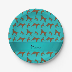 Name turquoise German shorthaired pointer dogs Paper Plate