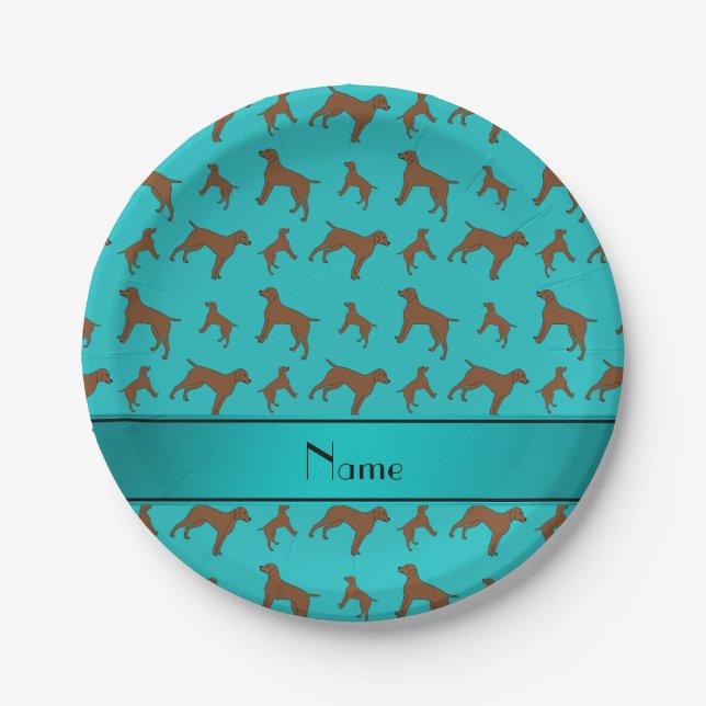 Name turquoise German shorthaired pointer dogs Paper Plate (Front)