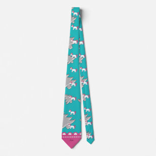 Name unicorn turquoise silver christmas trees tie