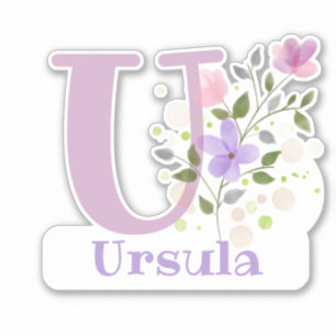Name Ursula & Initial with Floral Design