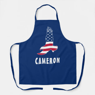 Name USA Flag American Eagle America 4th Of July Apron