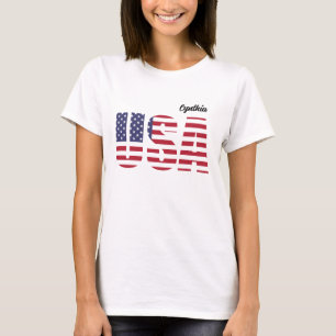 Name, USA Stencil Design, Basic Womens T-Shirt