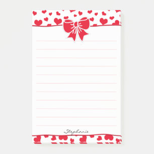 Name: Valentine Red Hearts Random Pattern Post-it Notes