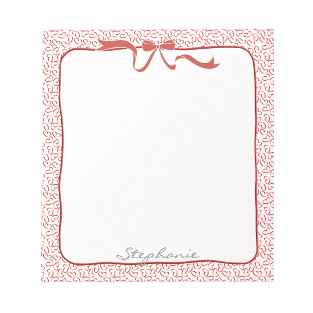 Name: Valentine Red Open Hearts Random Pattern Notepad (Front)