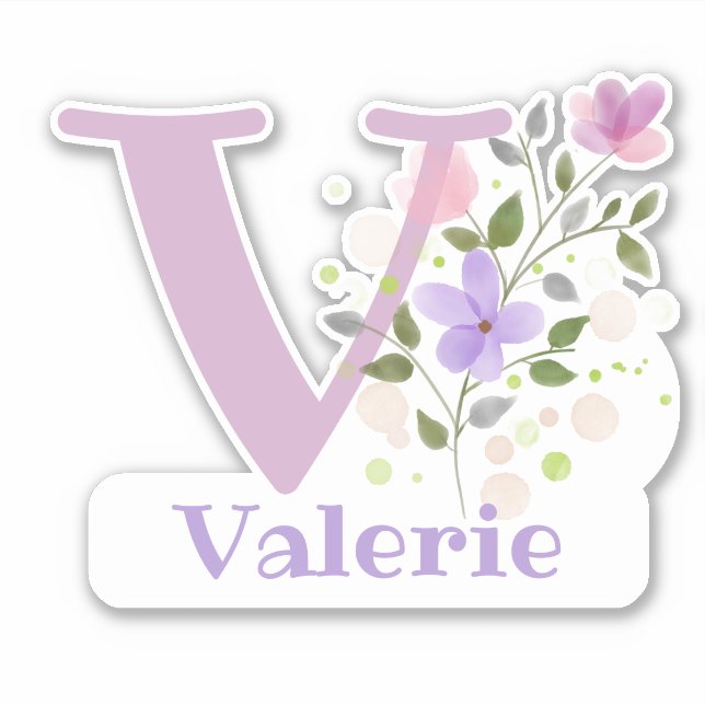 Name Valerie with the Letter V Sticker Cut-Out (Front)