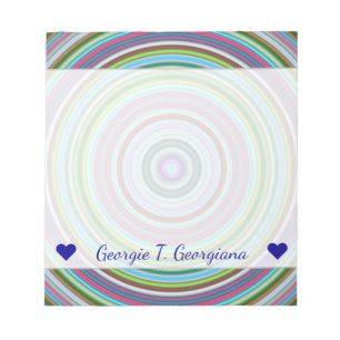 Name + Vibrant Colourful Circles/Rings Pattern Notepad
