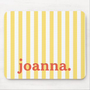 Name / Vintage Classic Yellow & White Stripes Mouse Pad