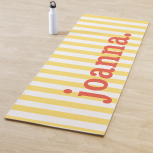 Name Vintage Classic Yellow & White Stripes Yoga Mat