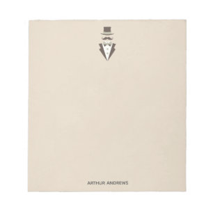 Name Vintage Moustache Man Top Hat Notepad