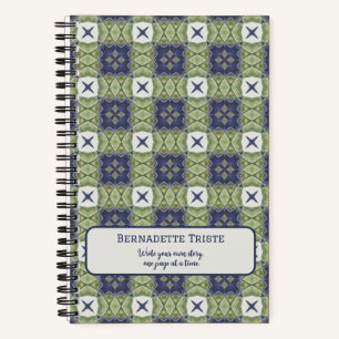 Name Watercolor Abstract Square Geometric Blue Notebook