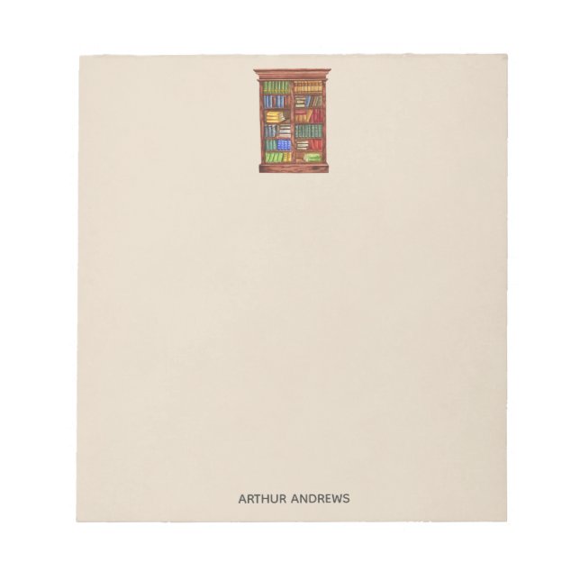 Name Watercolor Antique Books Notepad (Front)