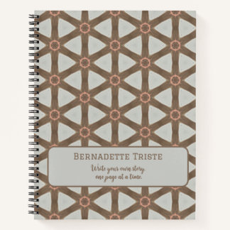 Name Watercolor Geometric Pinwheel Pattern Brown Notebook