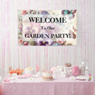 Name Watercolor Vintage Pansies Flowers Pastels Banner