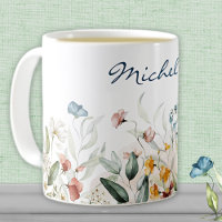 Name, Watercolor Wildflowers Florals 11oz