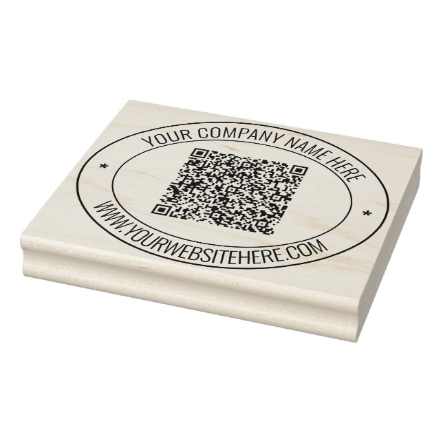 Name Website QR Code Round Rubber Stamp Template (Stamp)