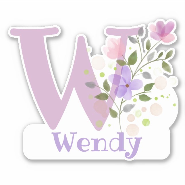 Name Wendy with the Letter W Sticker Cut-Out (Front)