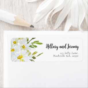 Name White Daisy Baby Shower Return Address  Label