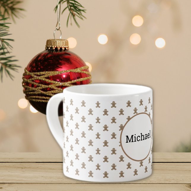 Name, Winter Holidays Gingerbread Man 6oz Espresso Cup (Creator Uploaded)