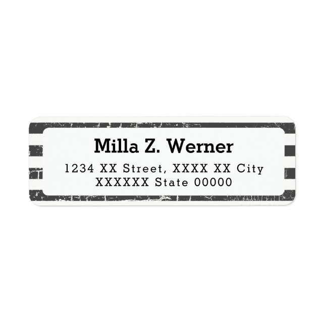 name with black stripes return address label (Front)