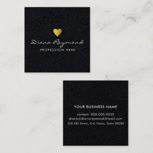 name with gold heart black professional square business card