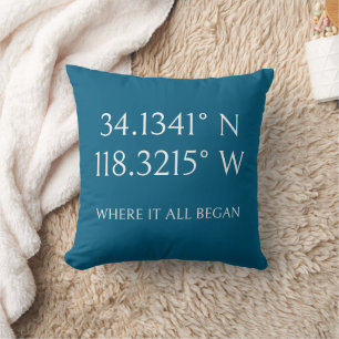  Name with GPS Coordinates and Photo Personalised Cushion