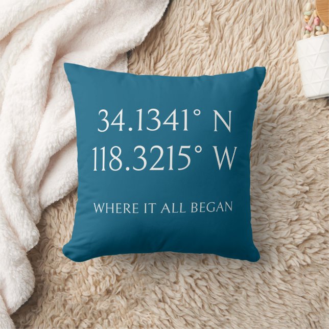  Name with GPS Coordinates and Photo Personalised Cushion (Blanket)