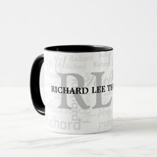 Name with Initials Personalised Monogram Black Mug