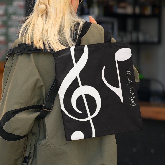 Name with Musical Notes blk. Tote Bag (Creator Uploaded)