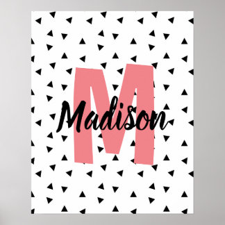 Name with pink monogram personalised name print. a poster