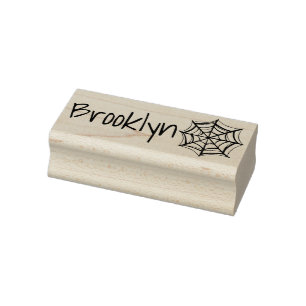 Name with Spiderweb Cobweb Symbol Cool Halloween  Rubber Stamp