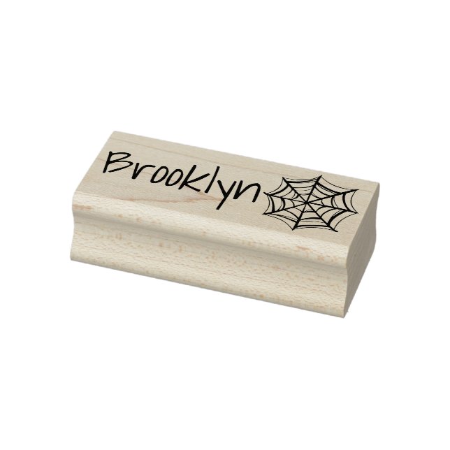 Name with Spiderweb Cobweb Symbol Cool Halloween  Rubber Stamp (Stamp)