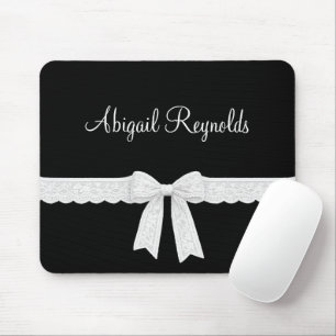 Name with White Ribbon and Bow Mouse Pad