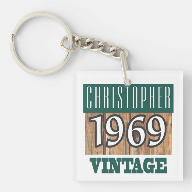 Name with Year 1969 Vintage Keychain (Front)