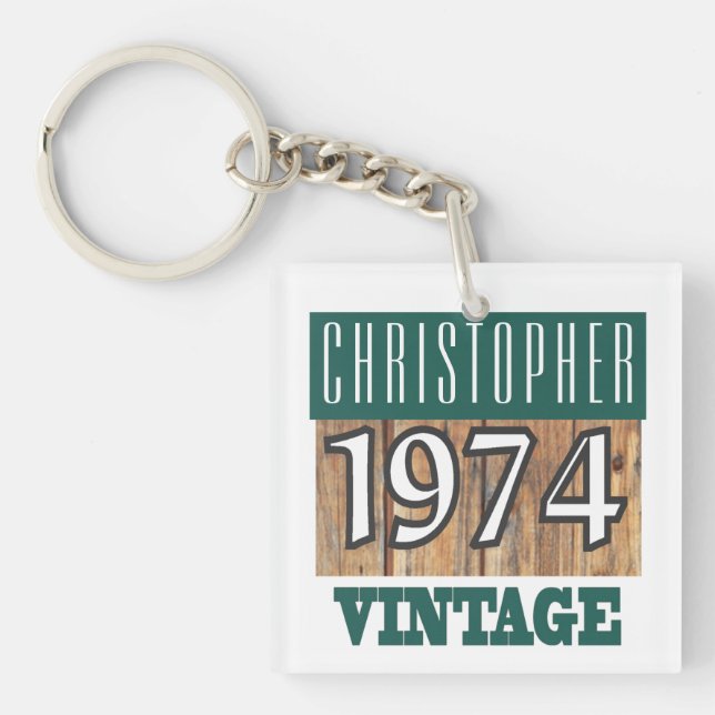 Name with Year 1974 Vintage Keychain (Front)