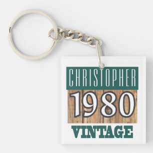 Name with Year 1980 Vintage Keychain