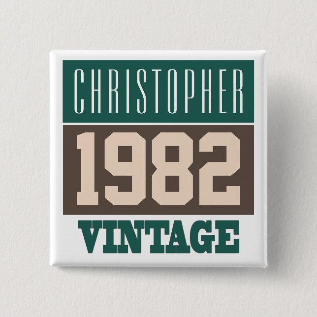 Name with Year 1982 Vintage Button (Front)